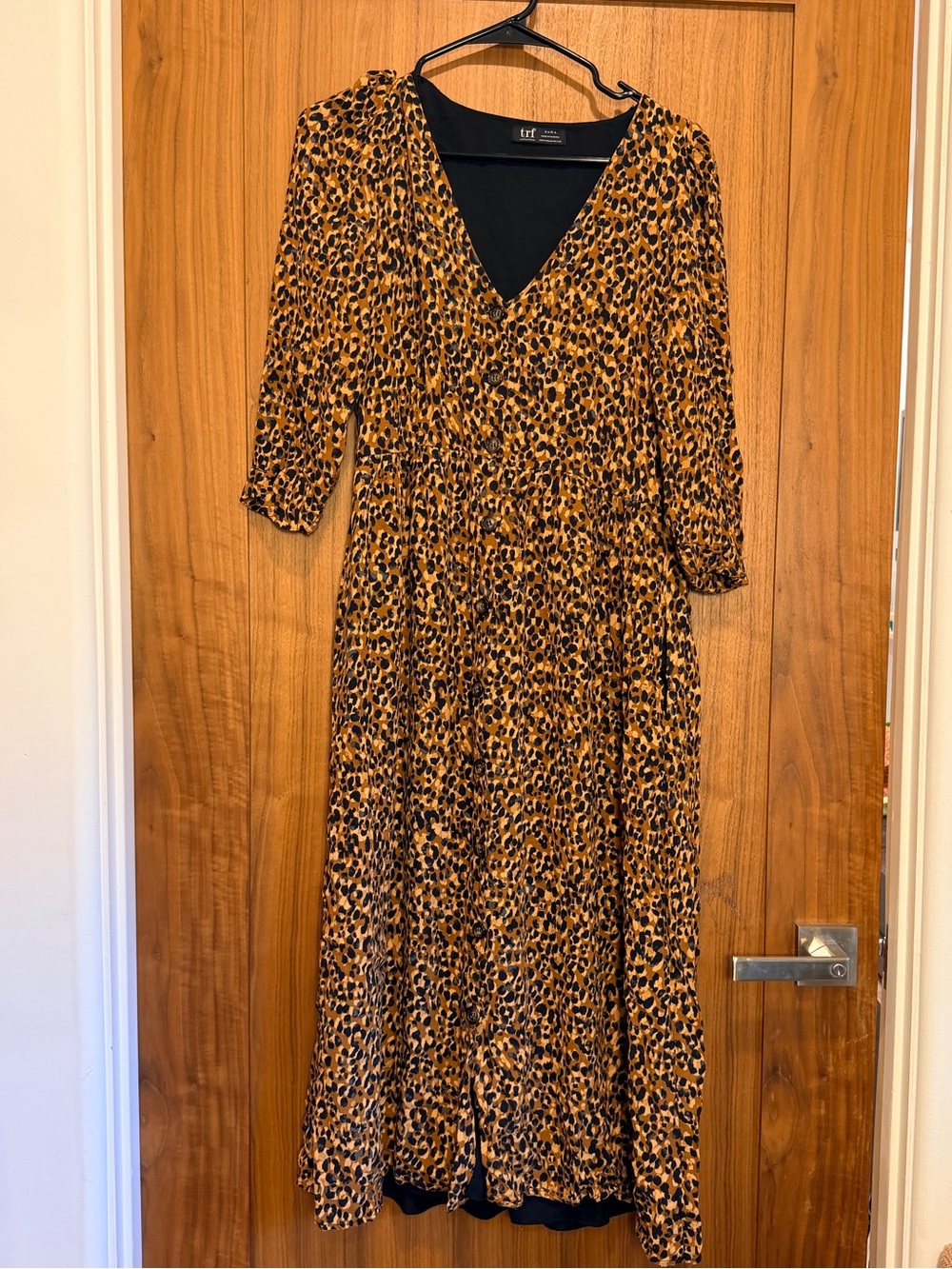 Zara Leopard Print Midi Dress - Tan and Black